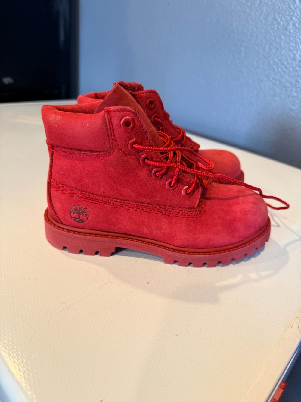 Timberland Red Lace-Up Ankle Boots